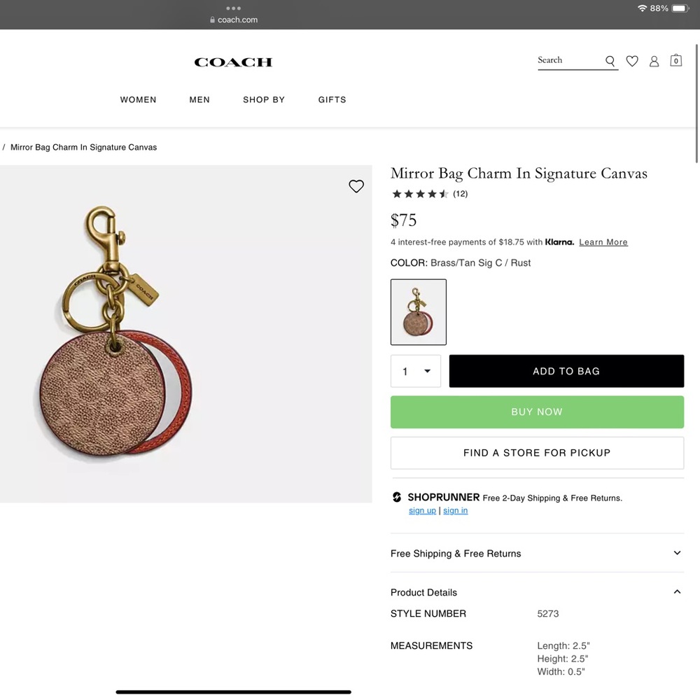 Coach Mirror and Key Chain Holder